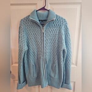 Boston Proper Zip Front Woven Sweater